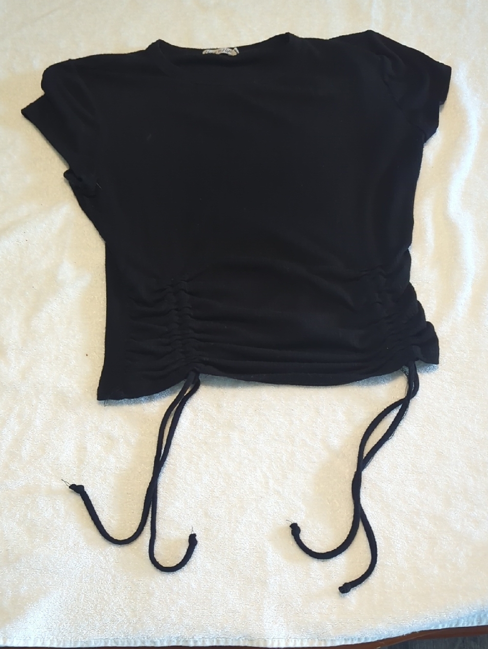 Heart Hips Black Drawstring Ruched Crop Top
